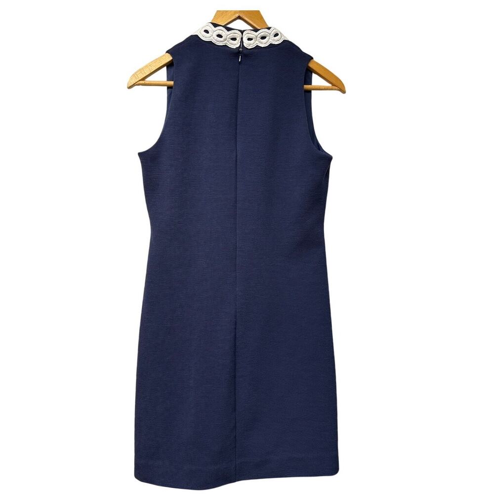 Lilly Pulitzer Size Small Callista Shift Dress 23390 True Navy White Lace Trim - Picture 3 of 5